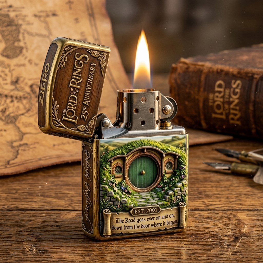 The Lord of the Rings 25th Anniversary Bag End Zippo Lighter - Front View