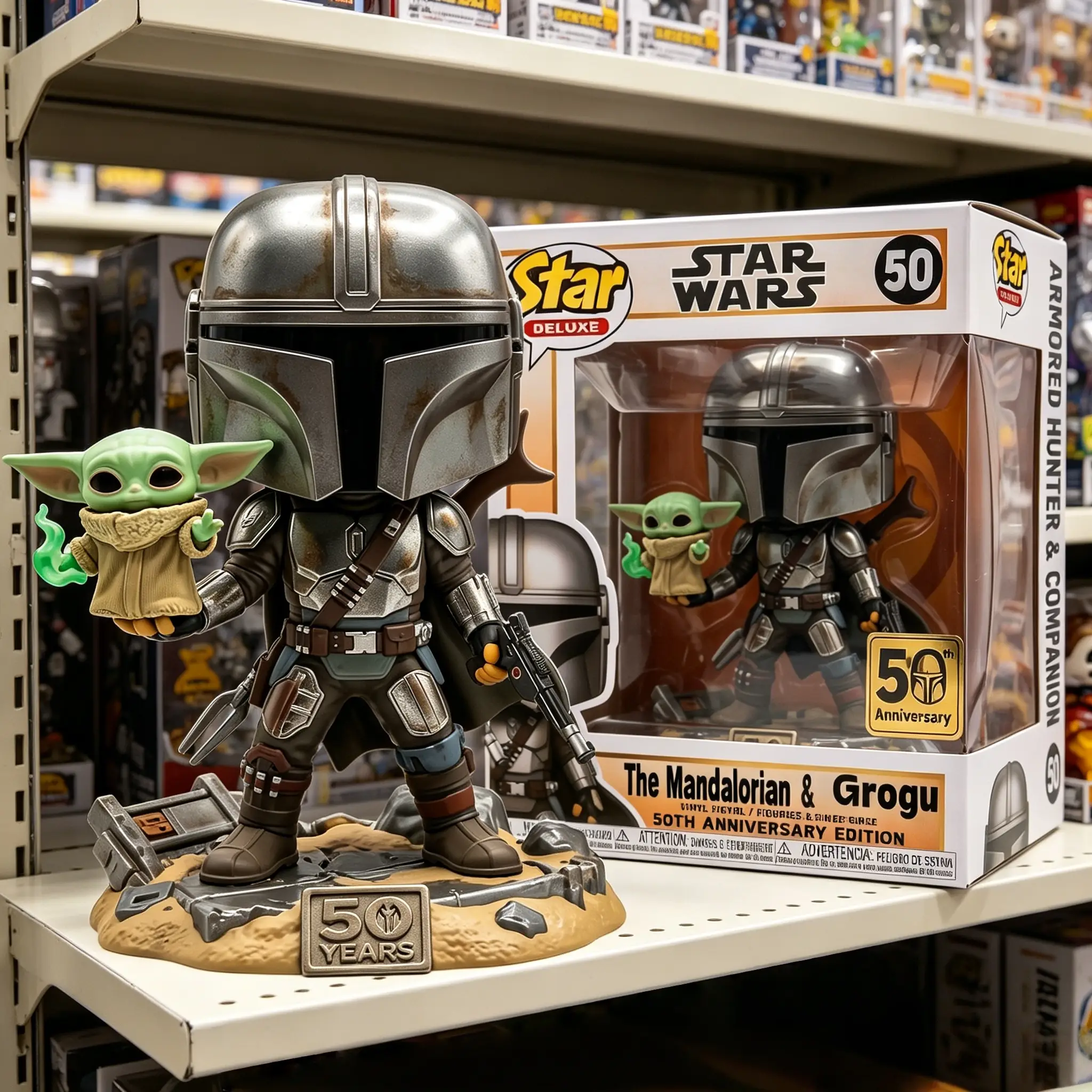 The Mandalorian Grogu 50th Anniversary Funko Pop - Detail View