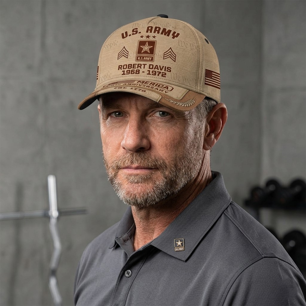 US Army Personalized Veteran 250th Anniversary Cap - Detail View