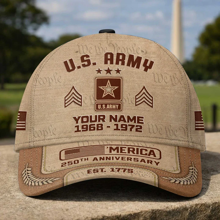 US Army Personalized Veteran 250th Anniversary Cap - Front View