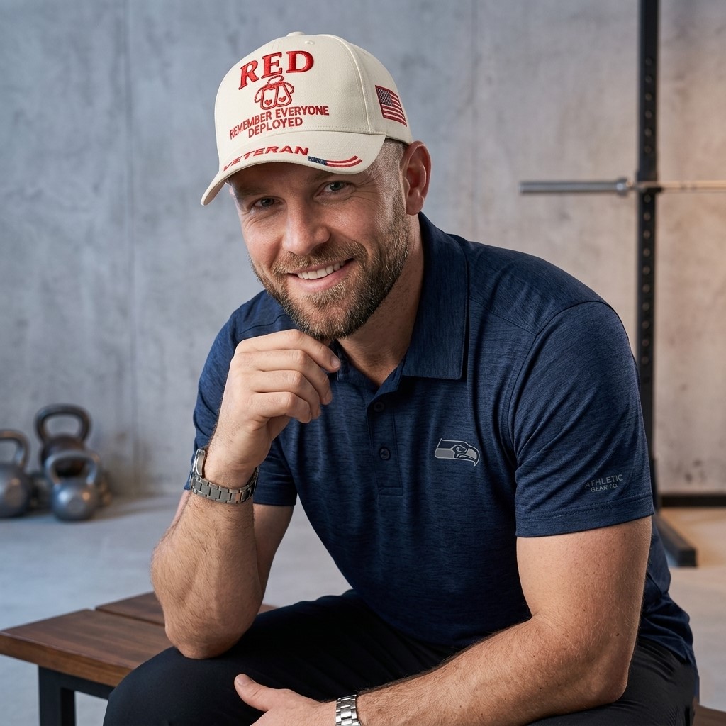 US Veteran RED Remember Everyone Deployed Baseball Cap - Detail View