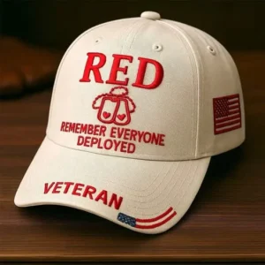 US Veteran RED Remember Everyone Deployed Baseball Cap
