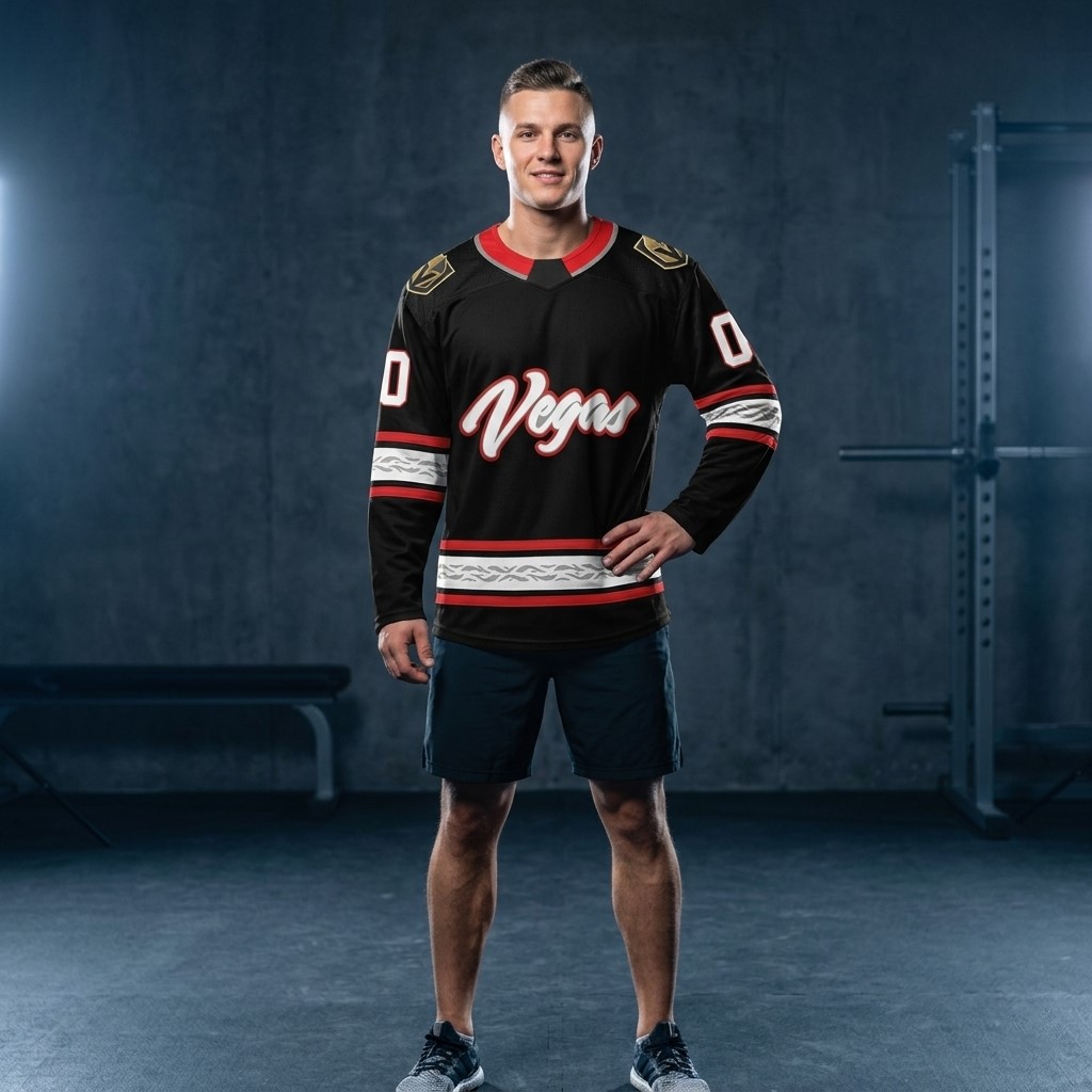 Vegas Golden Knights Custom Personalized Vegas Script Hockey Jersey - Detail View