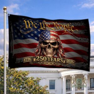 We the People Skull 250 Years Anniversary 1776 2026 Flag