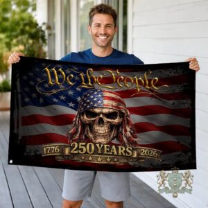 We the People Skull 250 Years Anniversary 1776 2026 Flag