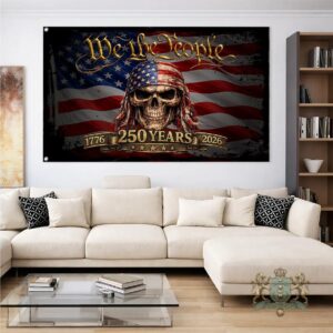 We the People Skull 250 Years Anniversary 1776 2026 Flag