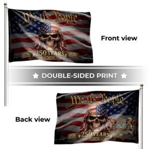 We the People Skull 250 Years Anniversary 1776 2026 Flag