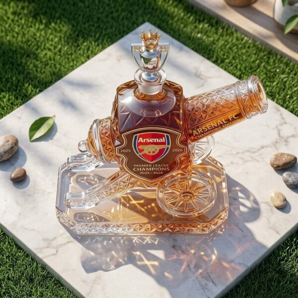 Arsenal Premier League Champions 2026 Cannon Whiskey Bottle Decanter 