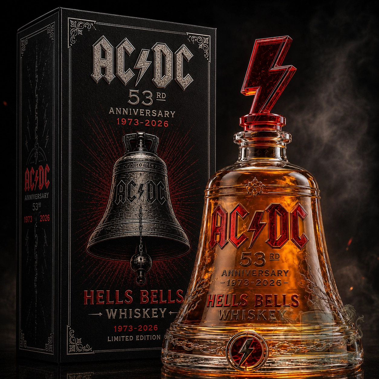 AC/DC 53rd Anniversary Hells Bells Whiskey Bottle - Front View
