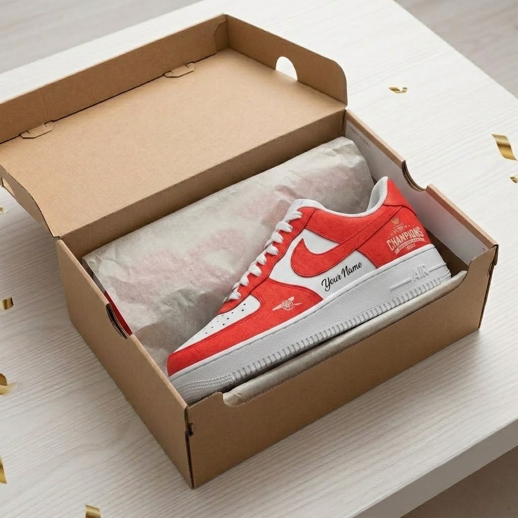 Arsenal EPL Champions 2025/2026 Custom Sneakers - Detail View