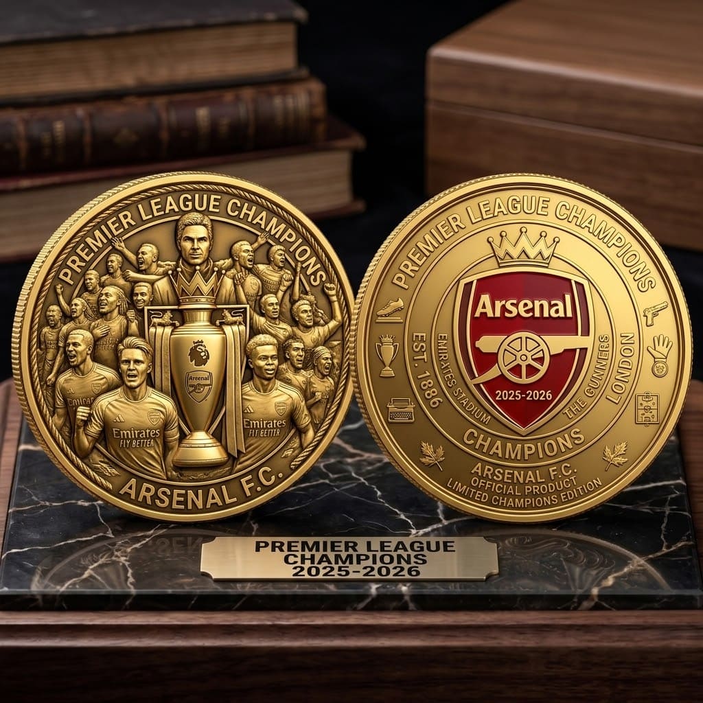 Arsenal Premier League Champions 2025-2026 Commemorative Coin - Front View