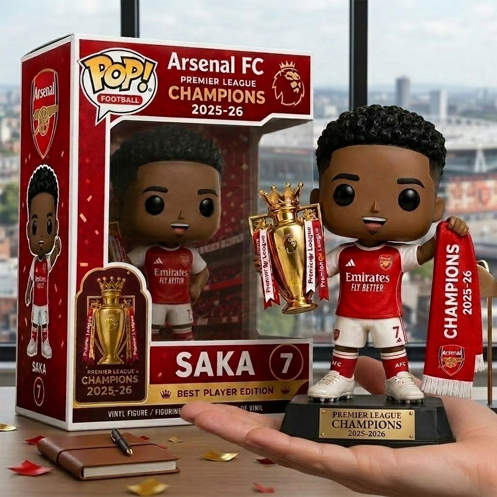 Arsenal FC Premier League Champions 2025-26 Saka Best Player Vinyl Figure - Detail View