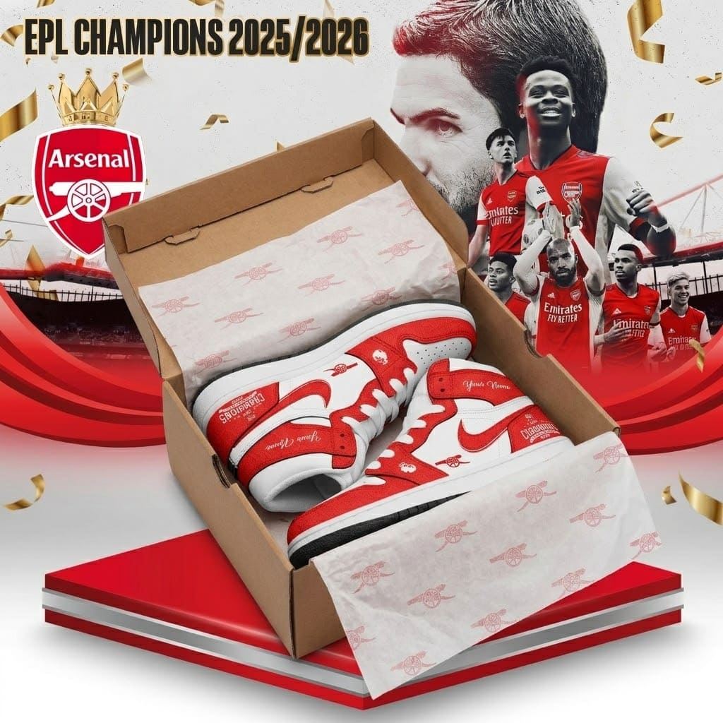 Arsenal EPL Champions 2025/2026 Premier League 2026 High-Top Sneakers - Detail View