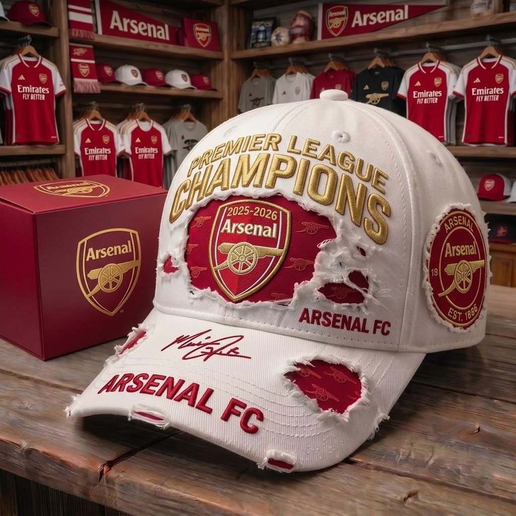Arsenal Premier League Champions 2025-2026 Baseball Cap - Front View