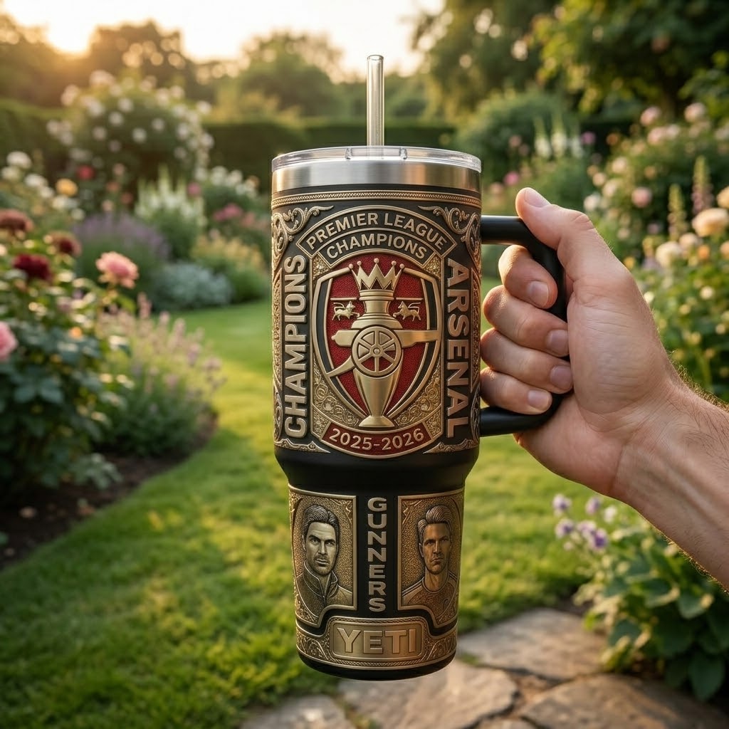 Arsenal Premier League Champions 2025-2026 Gunners Tumbler - Detail View