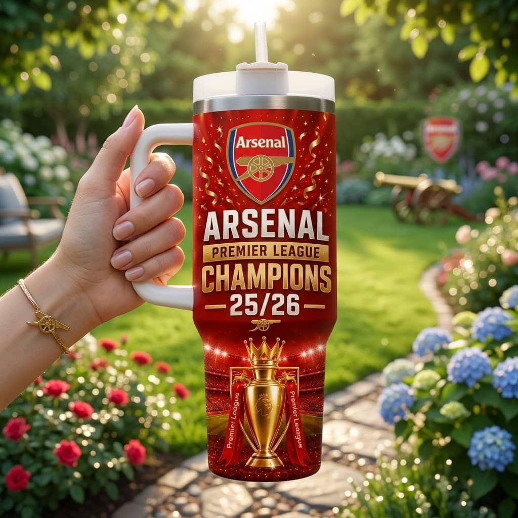 Arsenal Premier League Champions 25/26 Handled Tumbler - Detail View