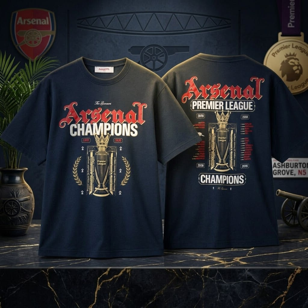 Arsenal Premier League Champions 2025-2026 T-Shirt - Detail View
