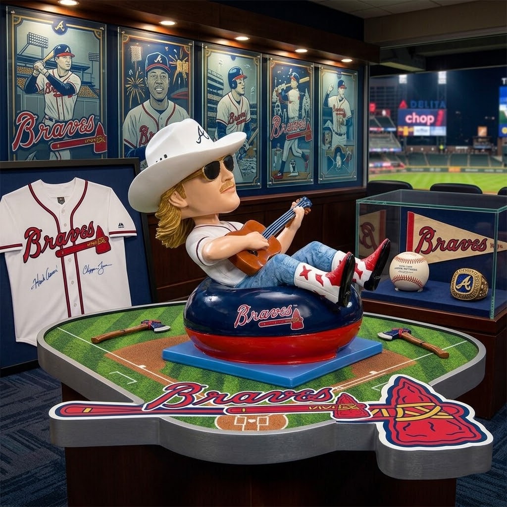 Atlanta Braves Charlie Culberson Cowboy Guitar Bobblehead - Front View