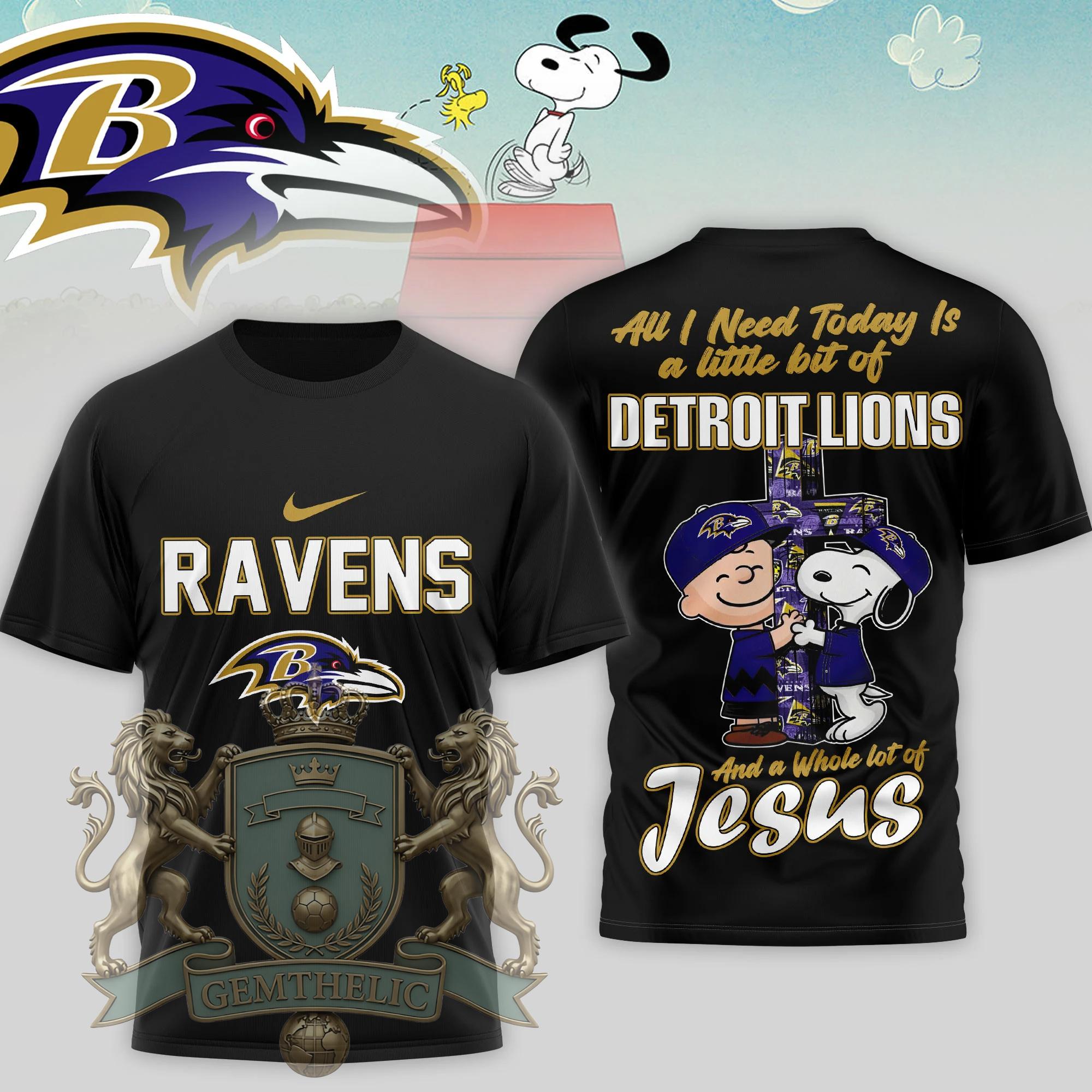 Baltimore Ravens Snoopy Charlie Brown T-Shirt - Detail View