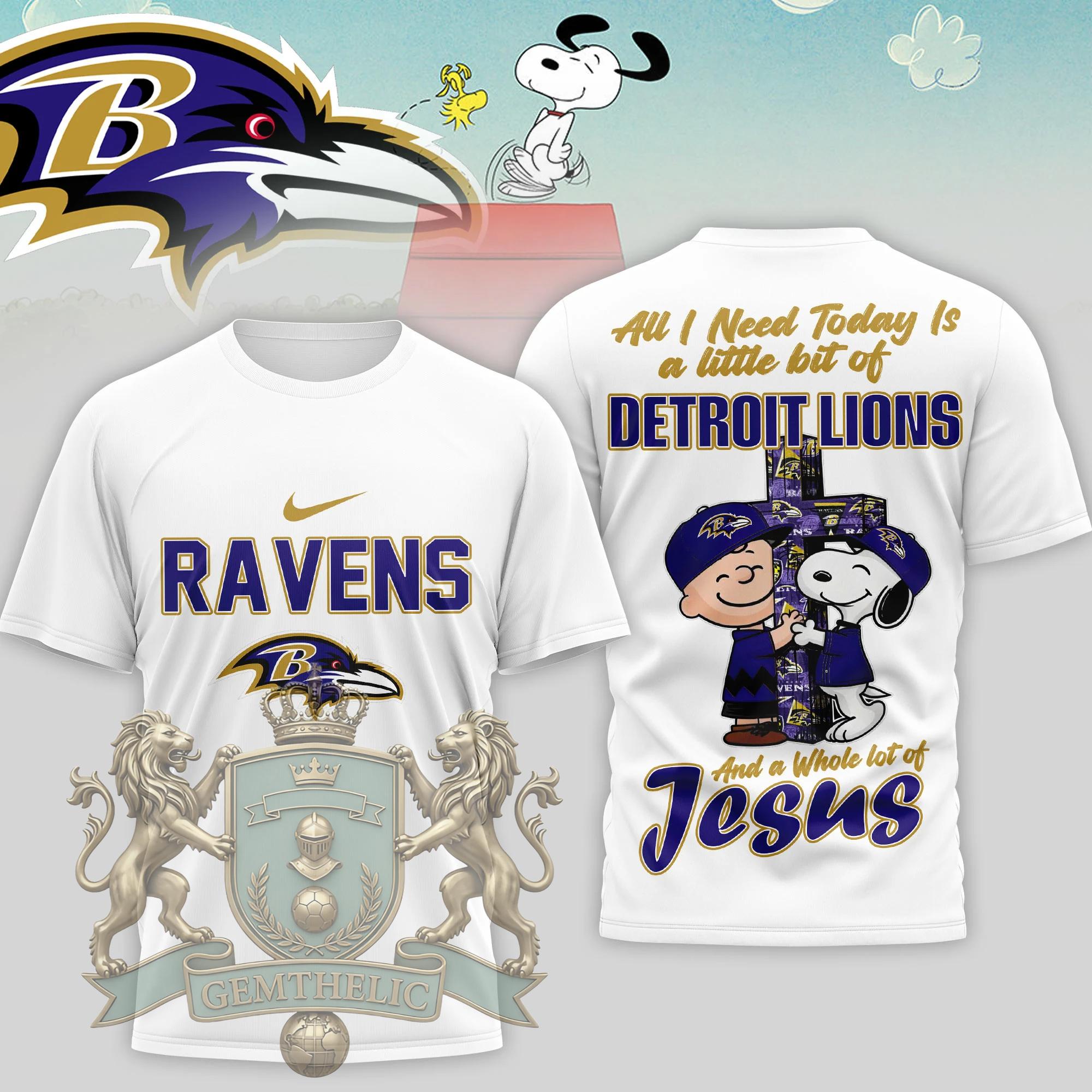 Baltimore Ravens Snoopy Charlie Brown T-Shirt - Front View