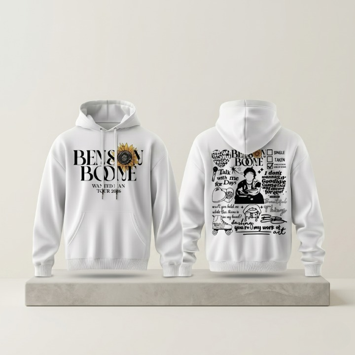 Benson Boone Wasted On Beautiful Things Tour 2026 Sunflower Hoodie - Front View