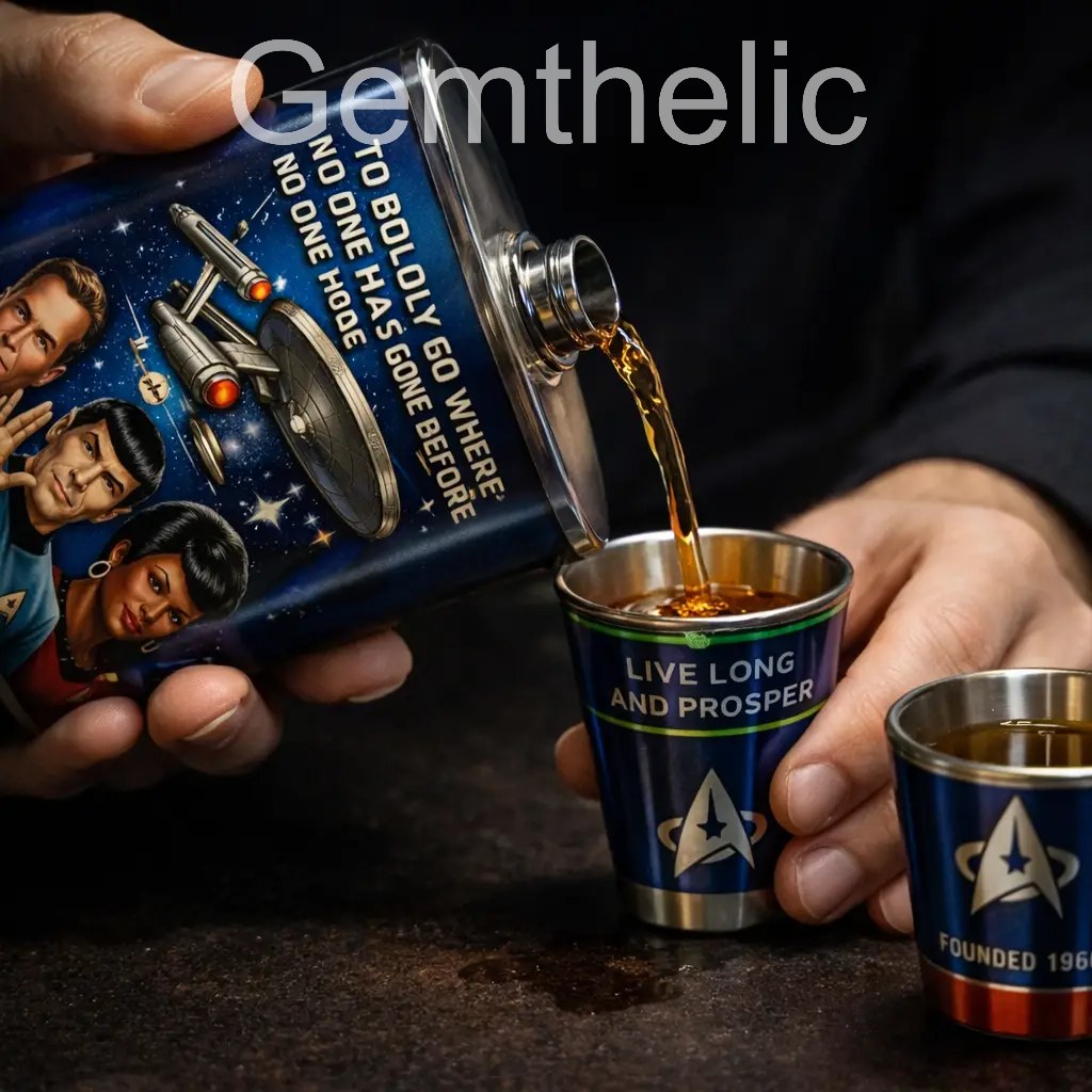 Star Trek 60th Anniversary Flask Gift Set - Detail View