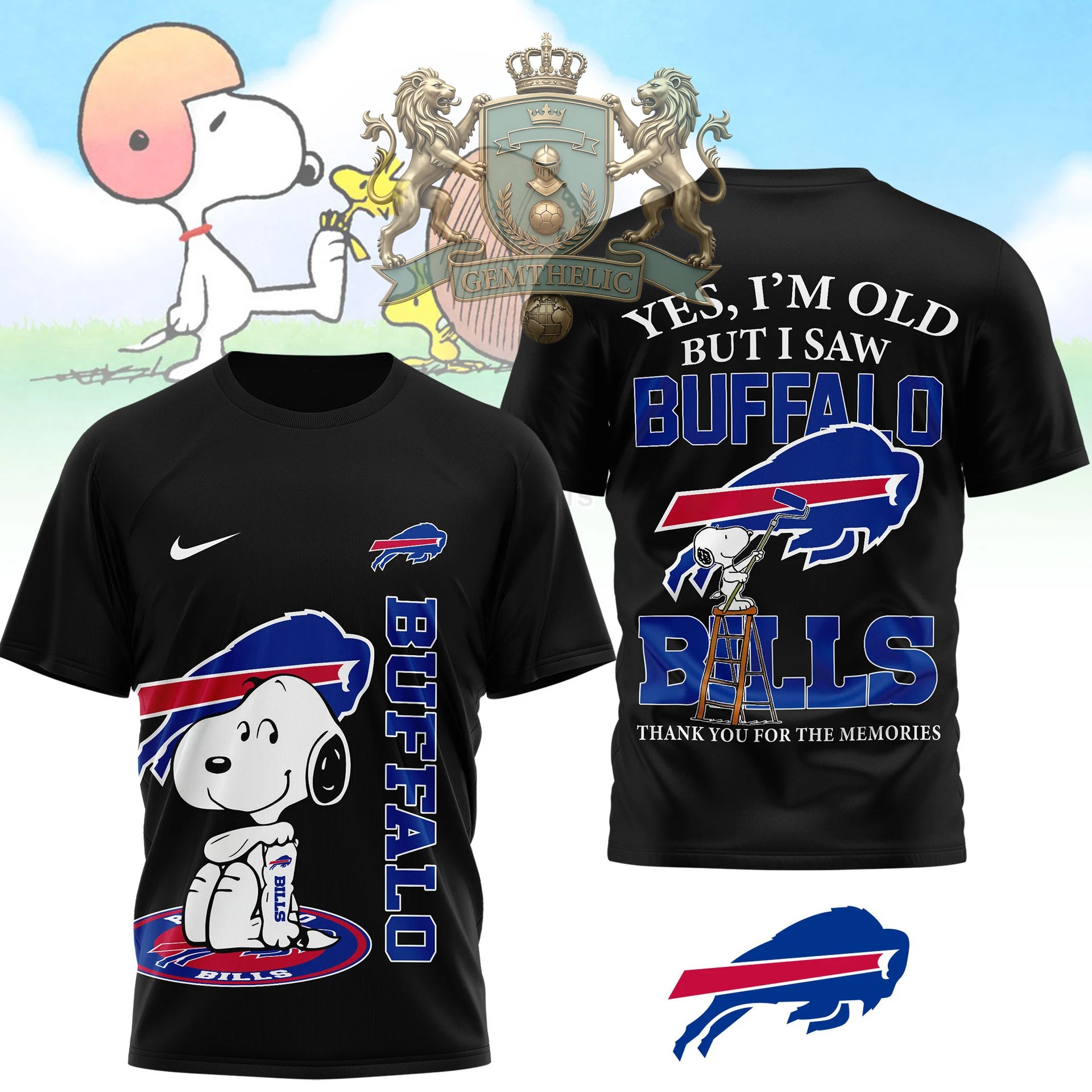 Buffalo Bills Snoopy Yes I'm Old But I Saw T-Shirt - Front View