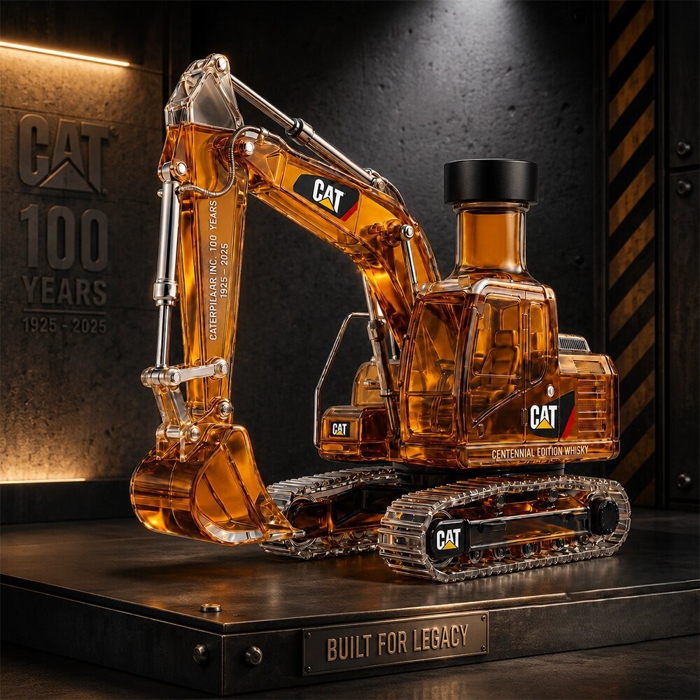 Caterpillar 100 Years 1925-2025 Whiskey Bottle - Front View
