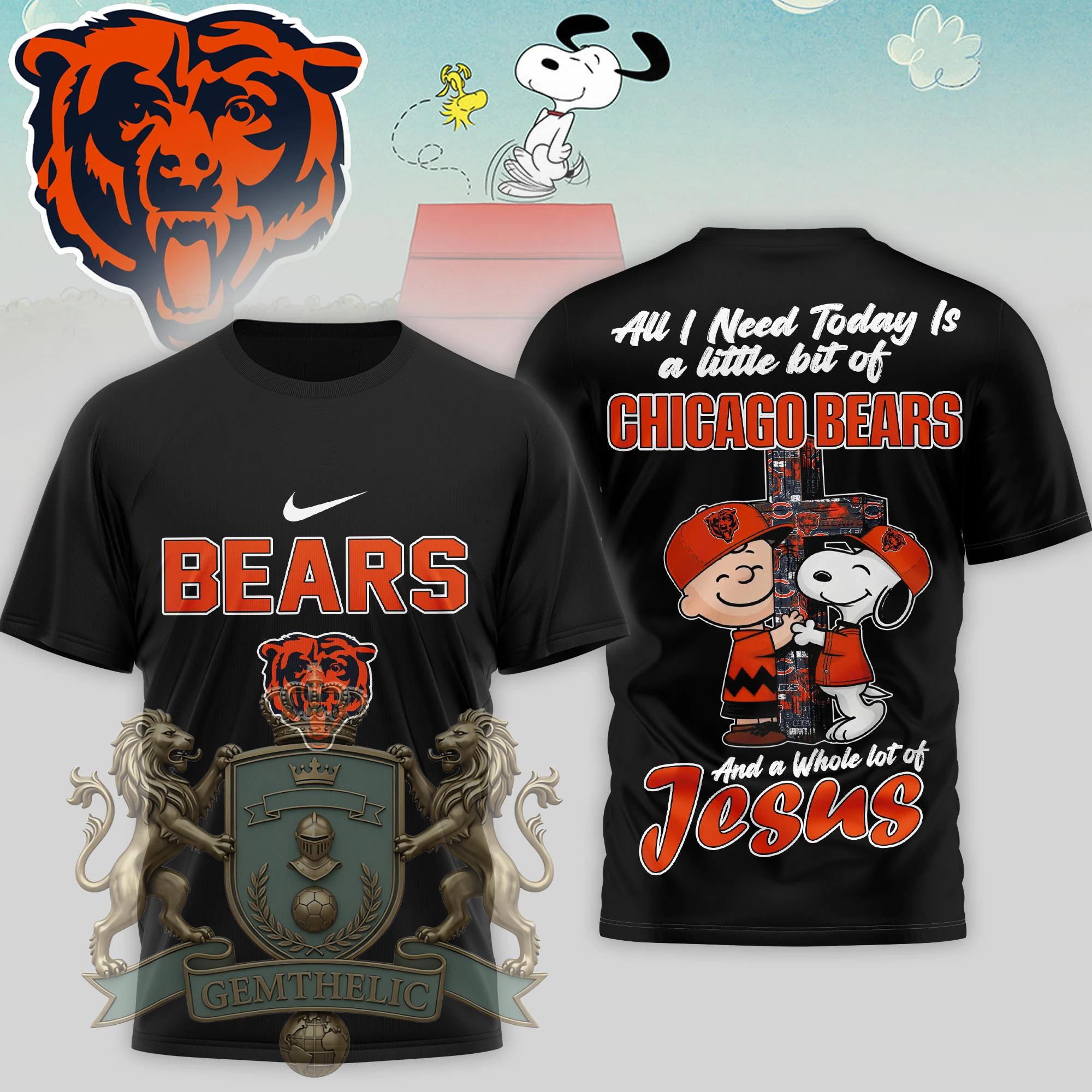 Chicago Bears Snoopy Charlie Brown T-Shirt - Detail View