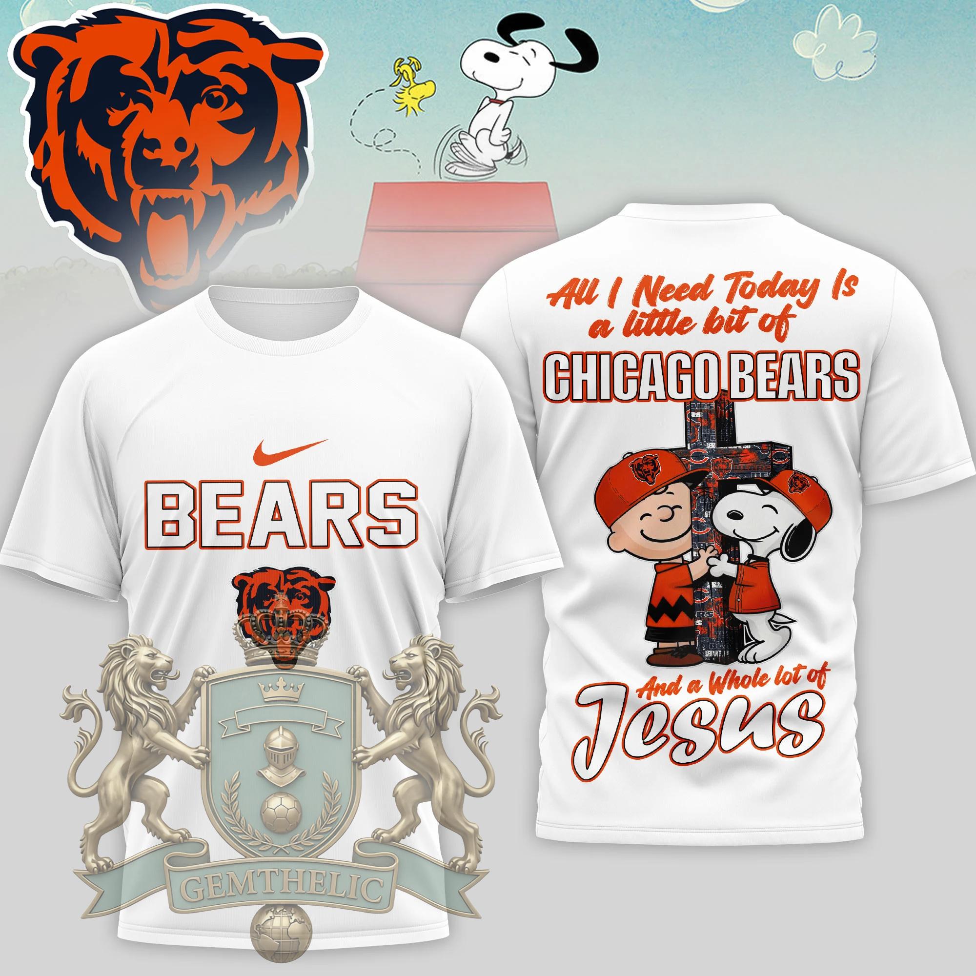 Chicago Bears Snoopy Charlie Brown T-Shirt - Front View