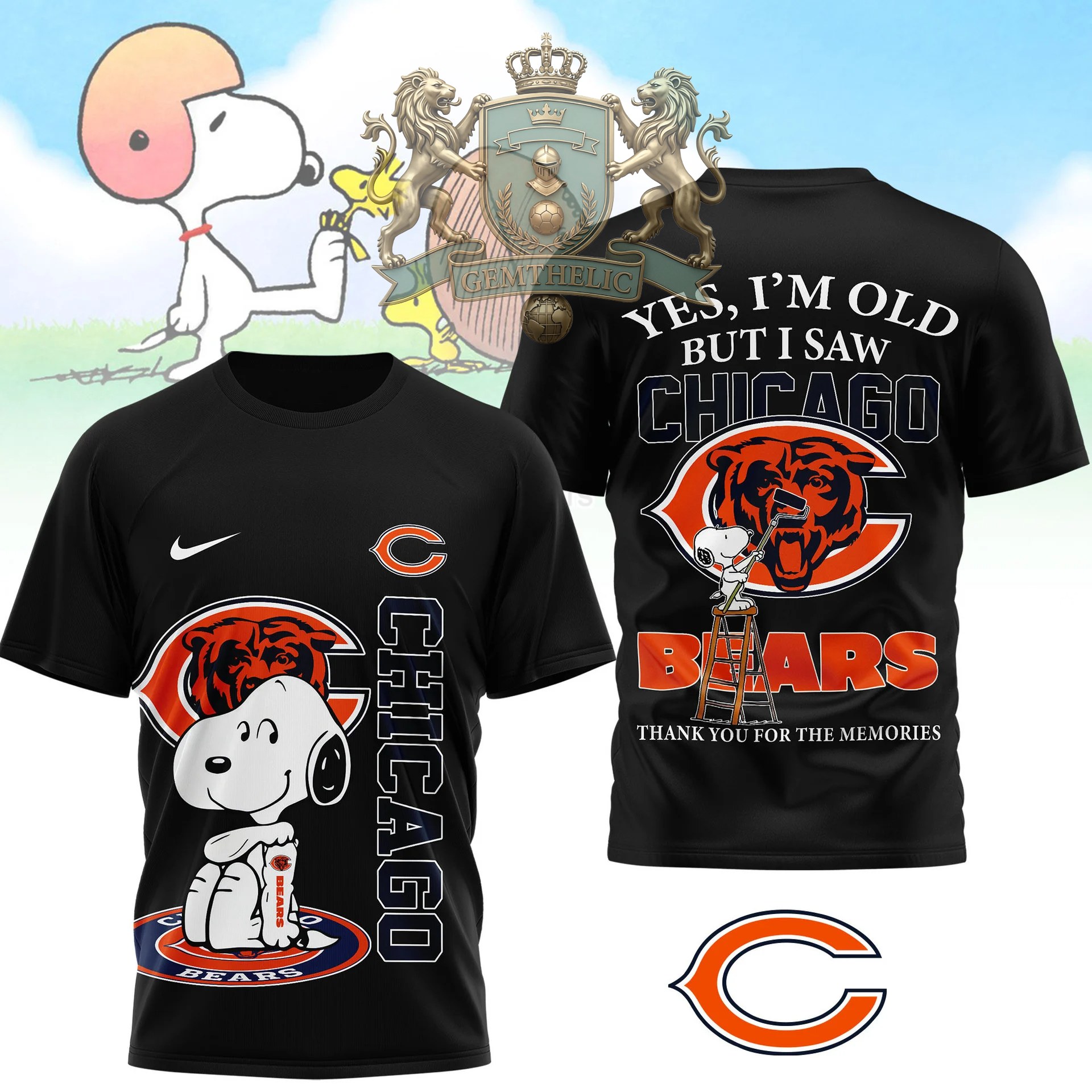 Chicago Bears Snoopy Yes I'm Old But I Saw T-Shirt - Front View
