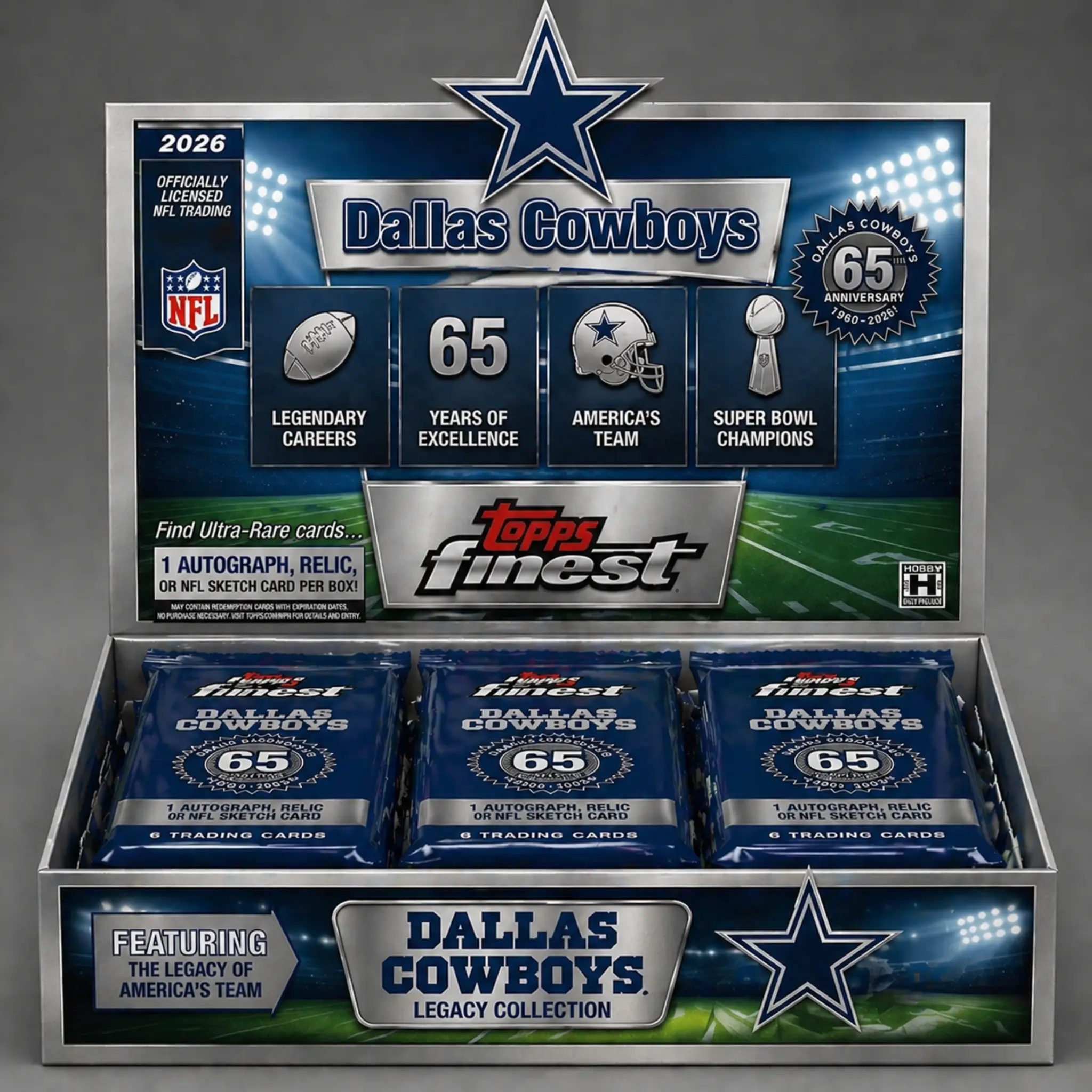 Dallas Cowboys 65th Anniversary Trading Cards - Front View