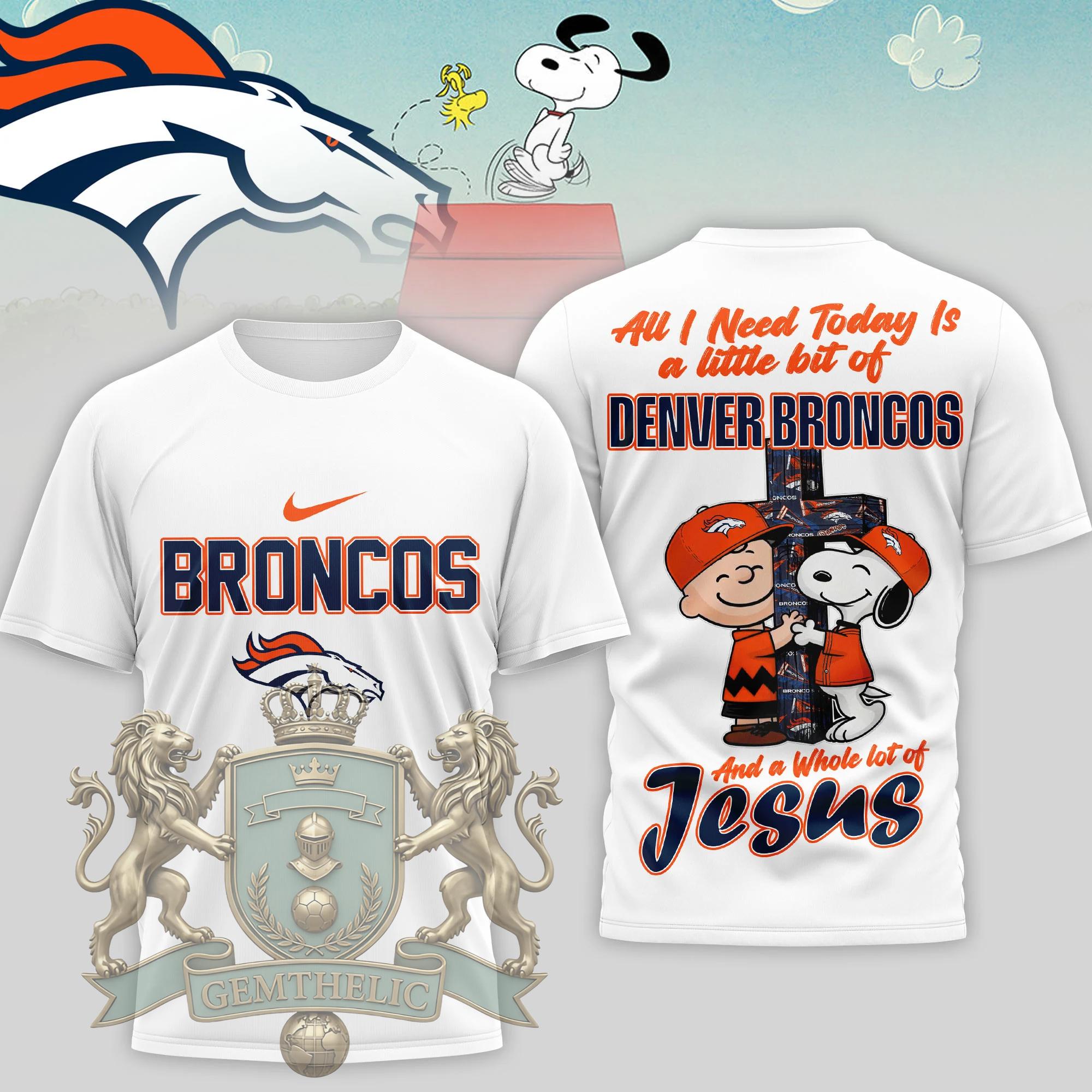Denver Broncos Snoopy Charlie Brown T-Shirt - Front View