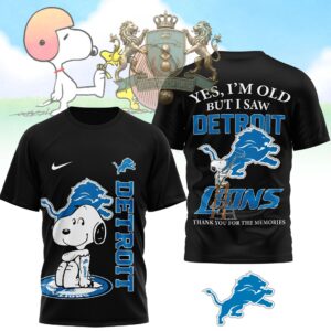 Detroit Lions Snoopy Yes I'm Old But I Saw T-Shirt