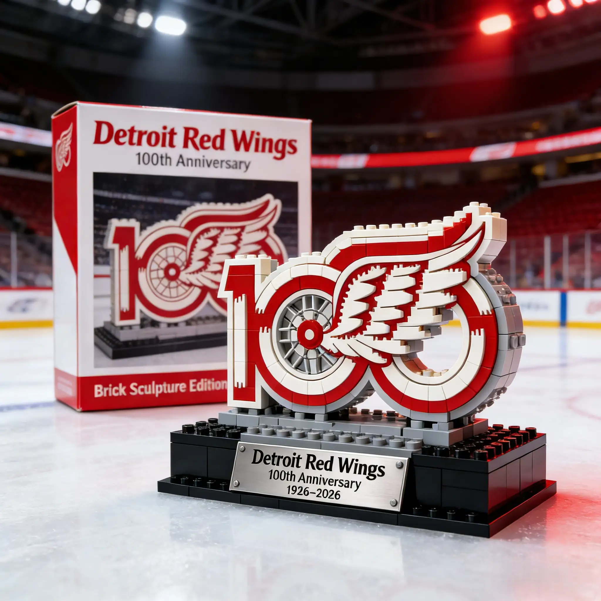 Detroit Red Wings 100th Anniversary 1926-2026 Brick Set - Front View
