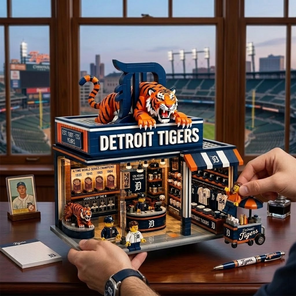 Detroit Tigers 125th Anniversary Team Store Building Set - Detail View
