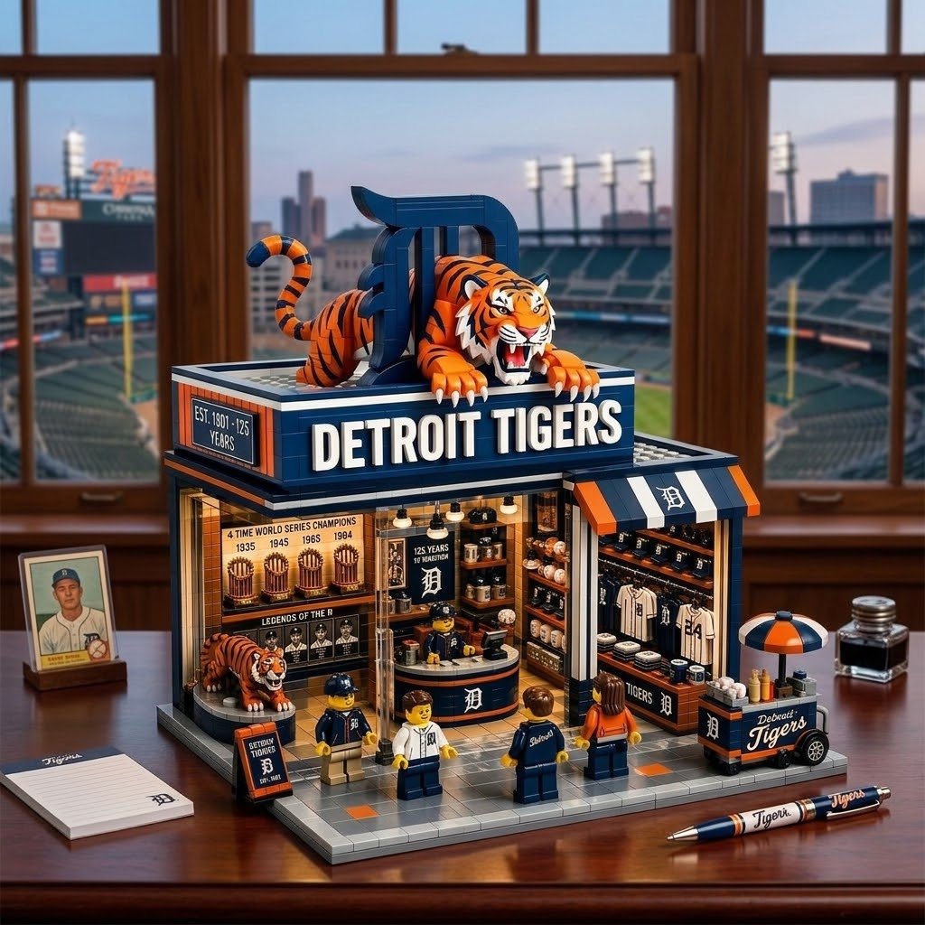 Detroit Tigers 125th Anniversary Team Store Building Set - Front View