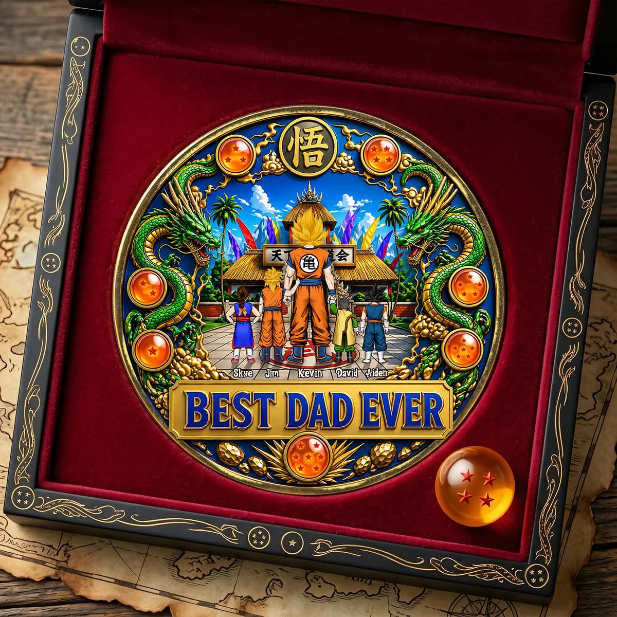 Dragon Ball Z Goku Best Dad Ever Personalized Commemorative Coin - Front View
