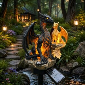 Dragons Solar Powered Illuminated Mother and Baby Garden Light
