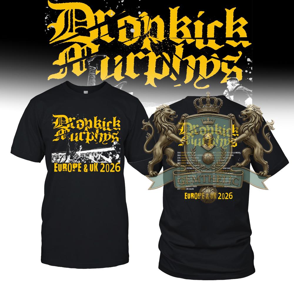 Dropkick Murphys Europe & UK Tour 2026 T-Shirt - Front View