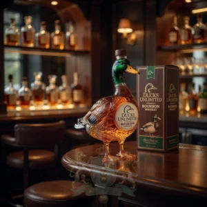 Ducks Unlimited Straight Bourbon Whiskey Duck Shaped Bottle