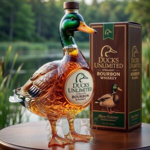 Ducks Unlimited Straight Bourbon Whiskey Duck Shaped Bottle