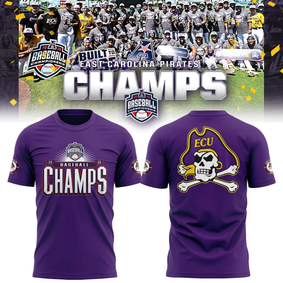 East Carolina Pirates 2026 Baseball Championship T-Shirt - Front View