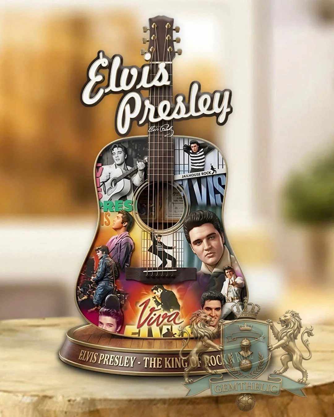 Elvis Presley Mini Guitar Display Collectible Acrylic - Detail View