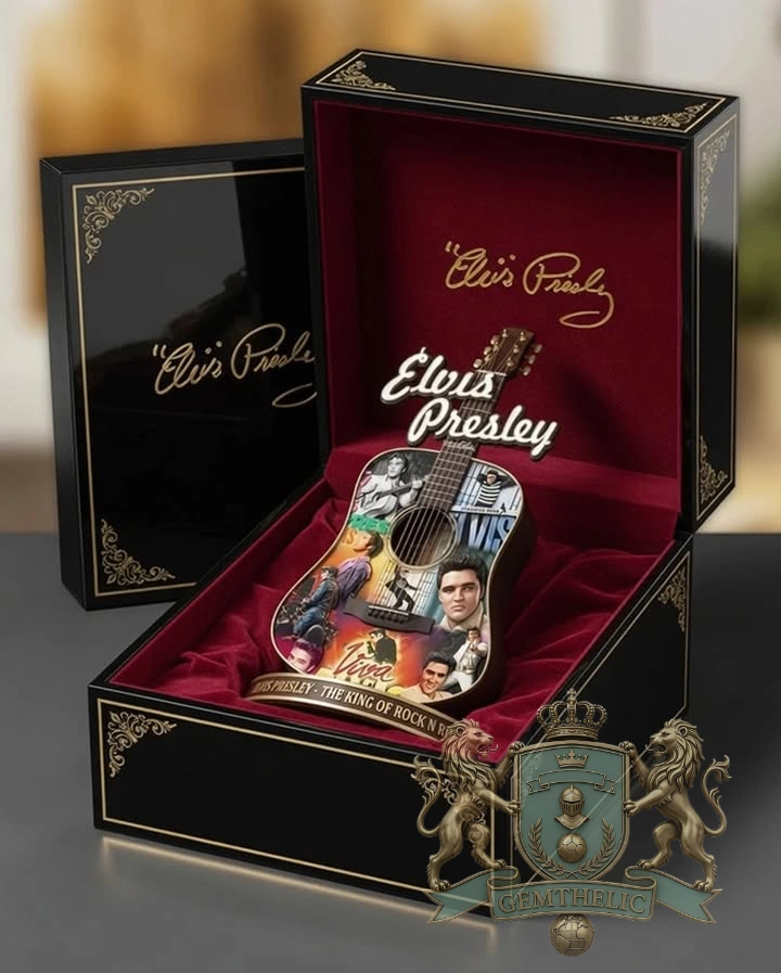 Elvis Presley Mini Guitar Display Collectible Acrylic - Front View