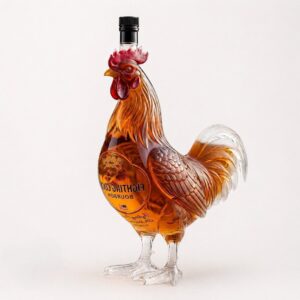 Fighting Cock Rooster Shaped Bourbon Whiskey Bottle