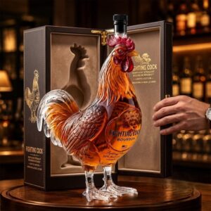 Fighting Cock Rooster Shaped Bourbon Whiskey Bottle
