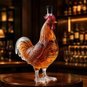 Fighting Cock Rooster Shaped Bourbon Whiskey Bottle