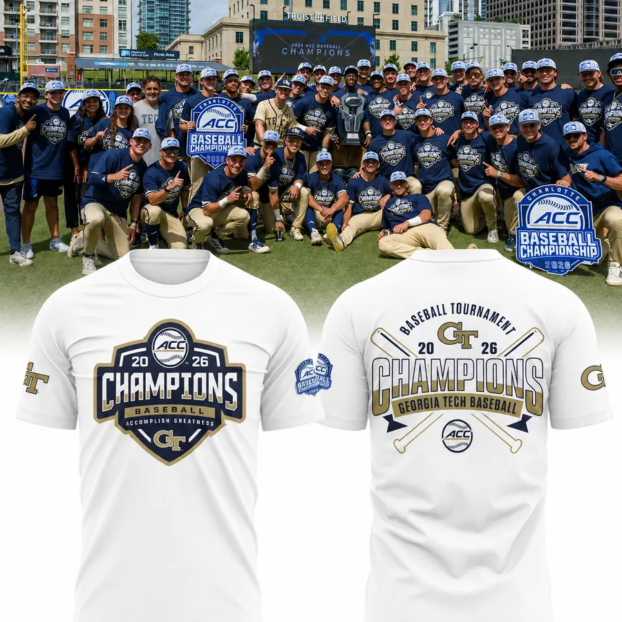 Georgia Tech Baseball TOURNAMENT AND REGULAR SEASON CHAMPIONS TShirt - Detail View