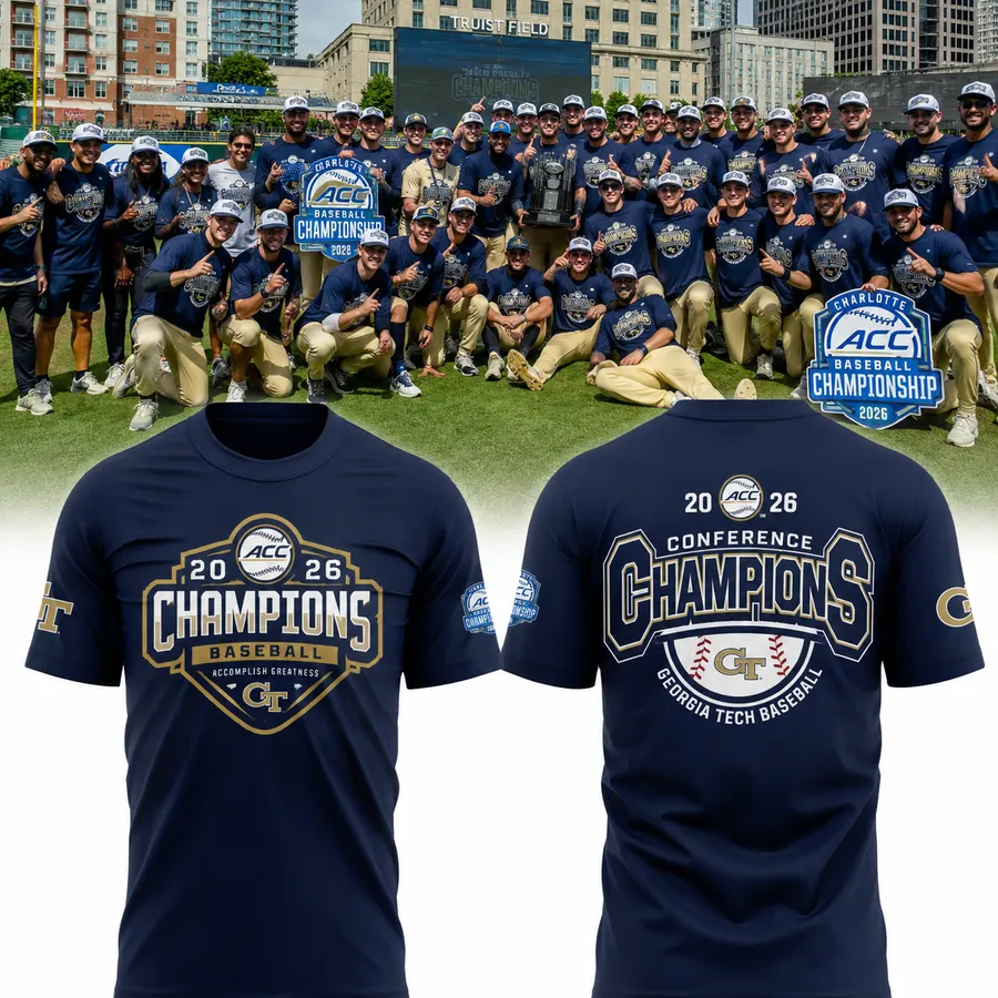Georgia Tech Baseball TOURNAMENT AND REGULAR SEASON CHAMPIONS TShirt - Front View